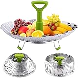 SHUUDAUKO Vaporera Verduras, Vaporera Acero Inoxidable con Asa Extraíble para Cocinar Alimentos, Cesta Vaporera Verduras...