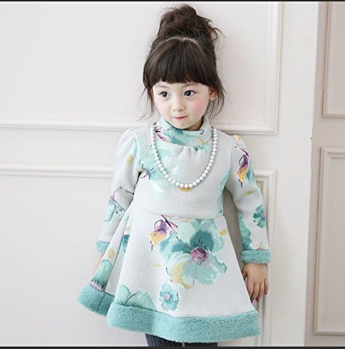Amazon 裏起毛ワンピース ハイ襟長袖ワンピース キッズワンピース 可愛い 防寒着 裏起毛 厚手ワンピース 洋服 子供服 花柄ワンピース 女の子 ワンピース チュニック 通販