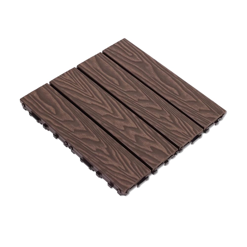 Piastrelle for terrazza ad incastro for patio, pavimenti in legno, antiscivolo, facile da installare, 4 doghe/9 pezzi