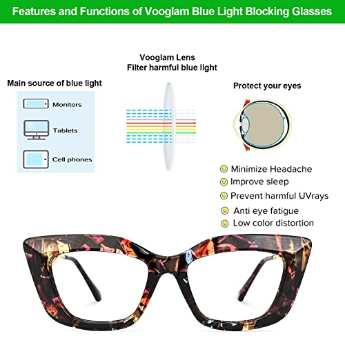 Image of VOOGLAM Rectangle Blue Light Blocking Glasses for Women Anti UV Eyestrain Eyewear Walburga