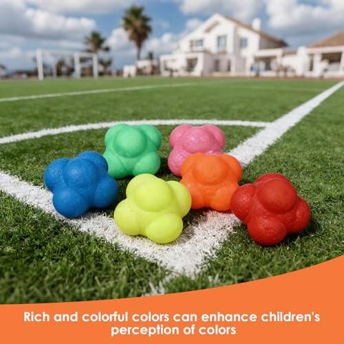 Jeu de 6 Balles de Réaction Hexagonales en Silicone, pour l'Entraînement à l'Agilité, la Coordination Mains-Œil et Les Réflexes, Exercice de Fitness pour Le Sport à Domicile et en Extérieur – Image 6