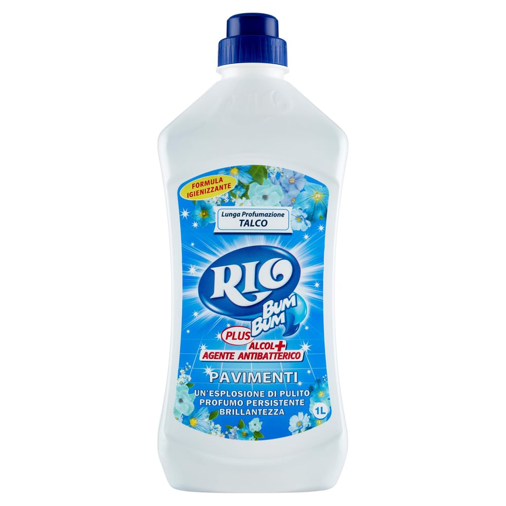 9er-Pack RIO Bum Bum Pavimenti Talco, Bodenreiniger mit Alkohol, Talk Duft,1Lt + 1er-Pack Kostenlos Felce Azzurra Talkumpuder, 100g-Beutel