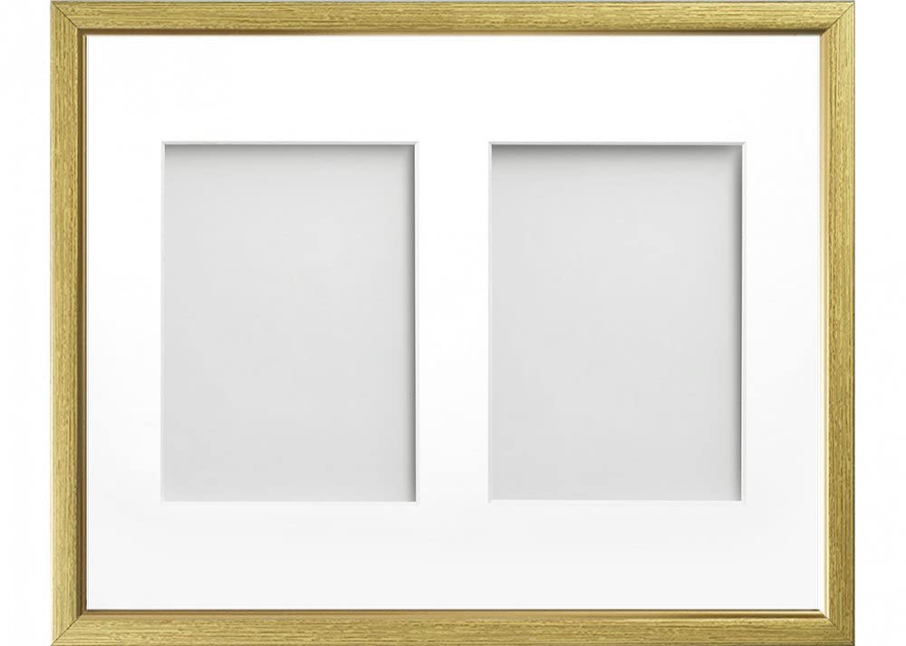 Frame Company Drayton Multi Aperture Photo Frame, Gold with Gold Inset, 14x11 for 7x5 inch (x2)