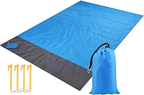 Manta de playa de 79 x 83 pulgadas, impermeable, a prueba de arena, de gran tamaño, para 4-8 adultos, portátil, impermeable, suave, de secado