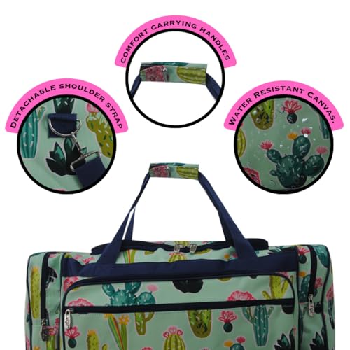NGIL Canvas 20" inch Duffle Bag (Cute Cactus-navy)4