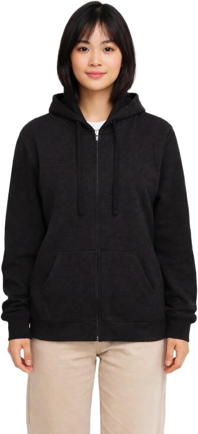 Mid Weight Classic Zip Up Unisex Hoodies Fleece Cotton Hooded Sweatshirt with Kangaroo Pockets Style 750 Blanks - Image 2