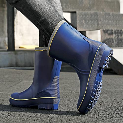 Image of HSBDNZQ Rain Boots for Men, Waterproof Mens Rubber Boots with PVC Unique Design, Comfort Lightweight Work Mud Boots, Resistant Durable Slip Garden Boots for Farming Gardening Fishing