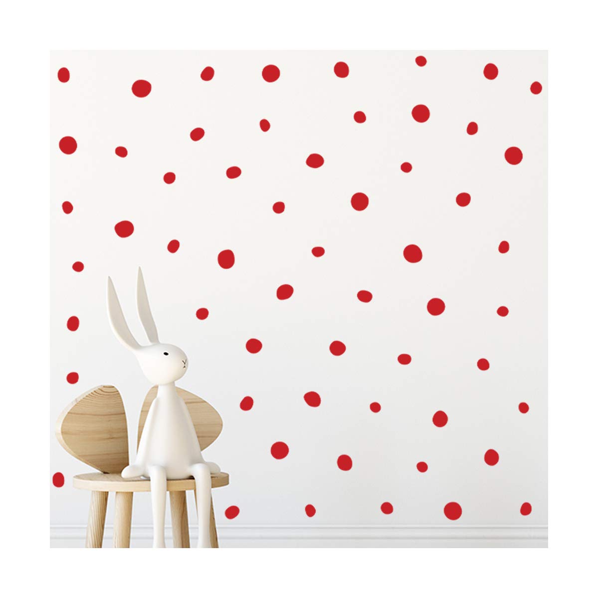 StickerDeen | Doodle Dots Pattern Mural Style Shape Decoration Removable Nursery Wall Art, Window, Furniture Vinyl Decal Stickers Gift | (Pack of 216) (Red)