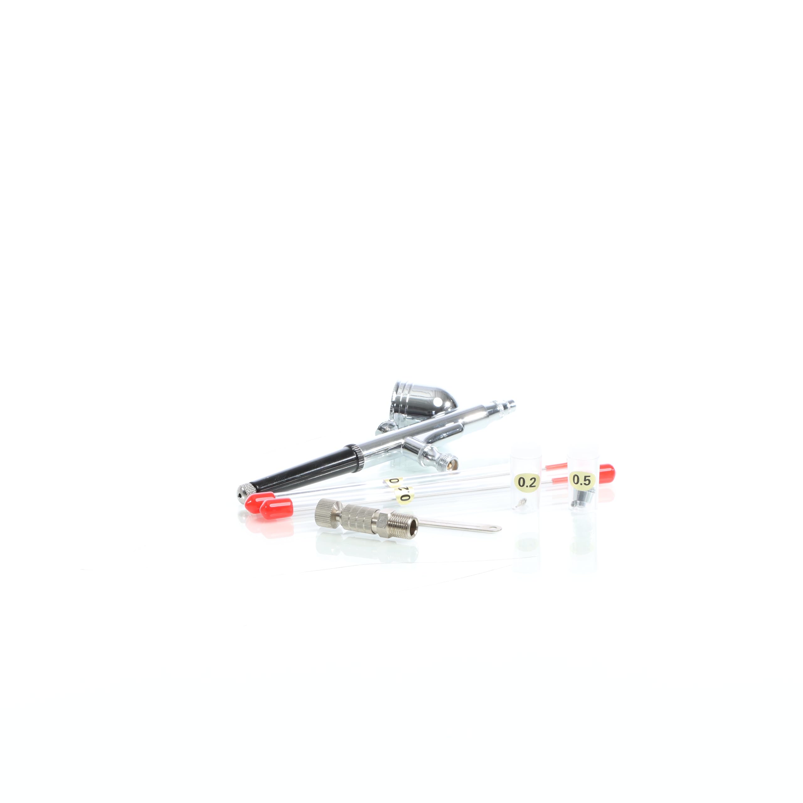 Wiltec Aerografo doppia azione mod.130T, serbatoio 7 ml, ugelli 0,2, 0,3 e 0,5 mm, Aeropenna per aerografia