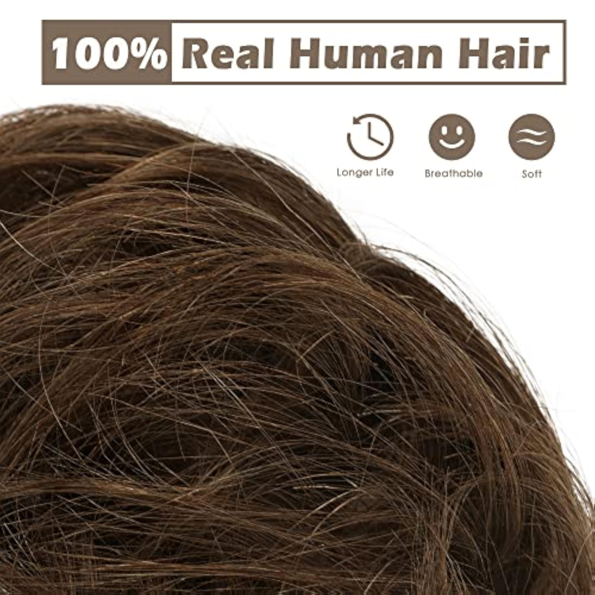 100% Human Hair Messy Bun Extension for Women, Curly Rose Bun