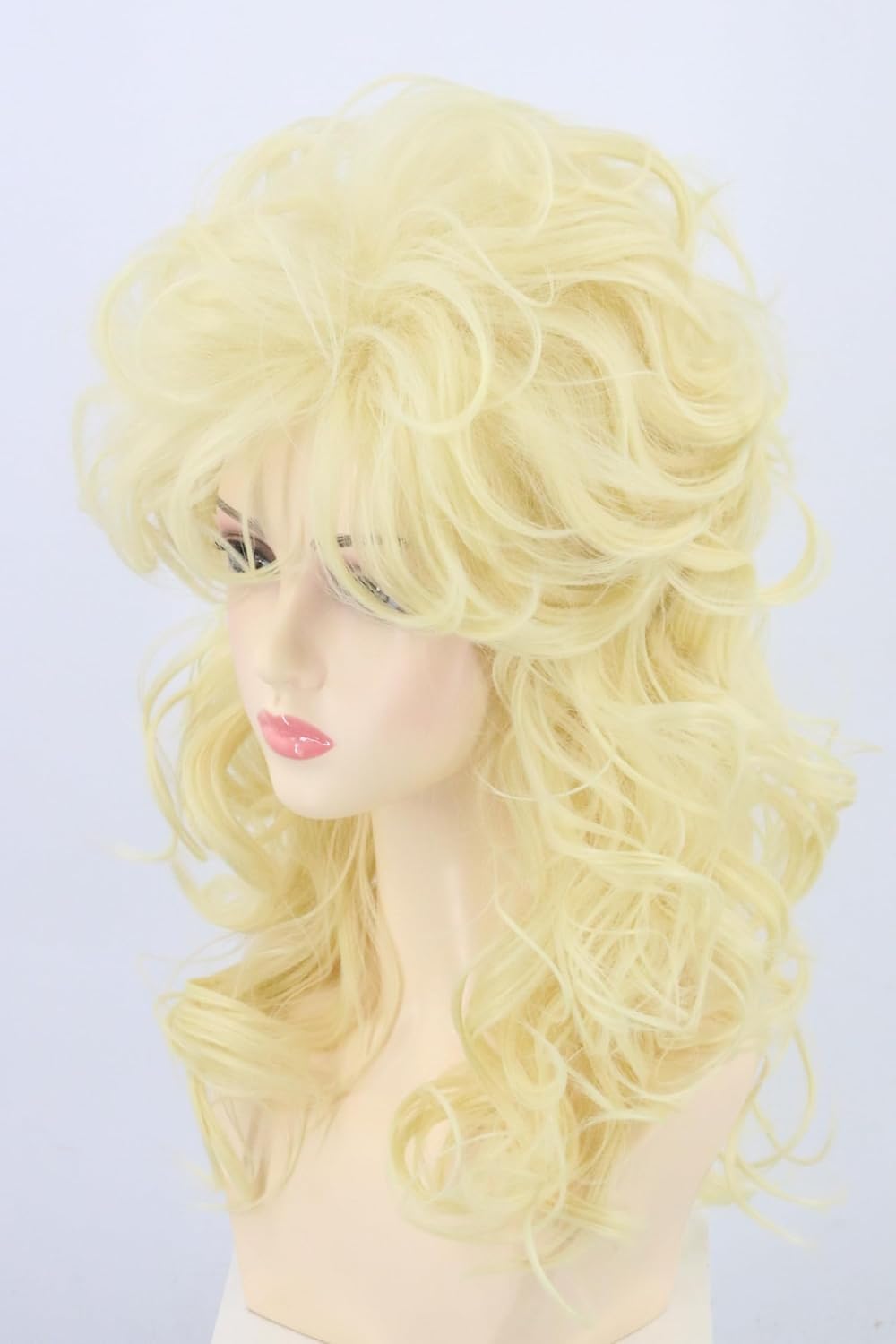 LeMarnia Women's Golden Yellow Fluffy Long Curly Wig Rock Singer Wig Halloween Party Costume Wigs - Image 3