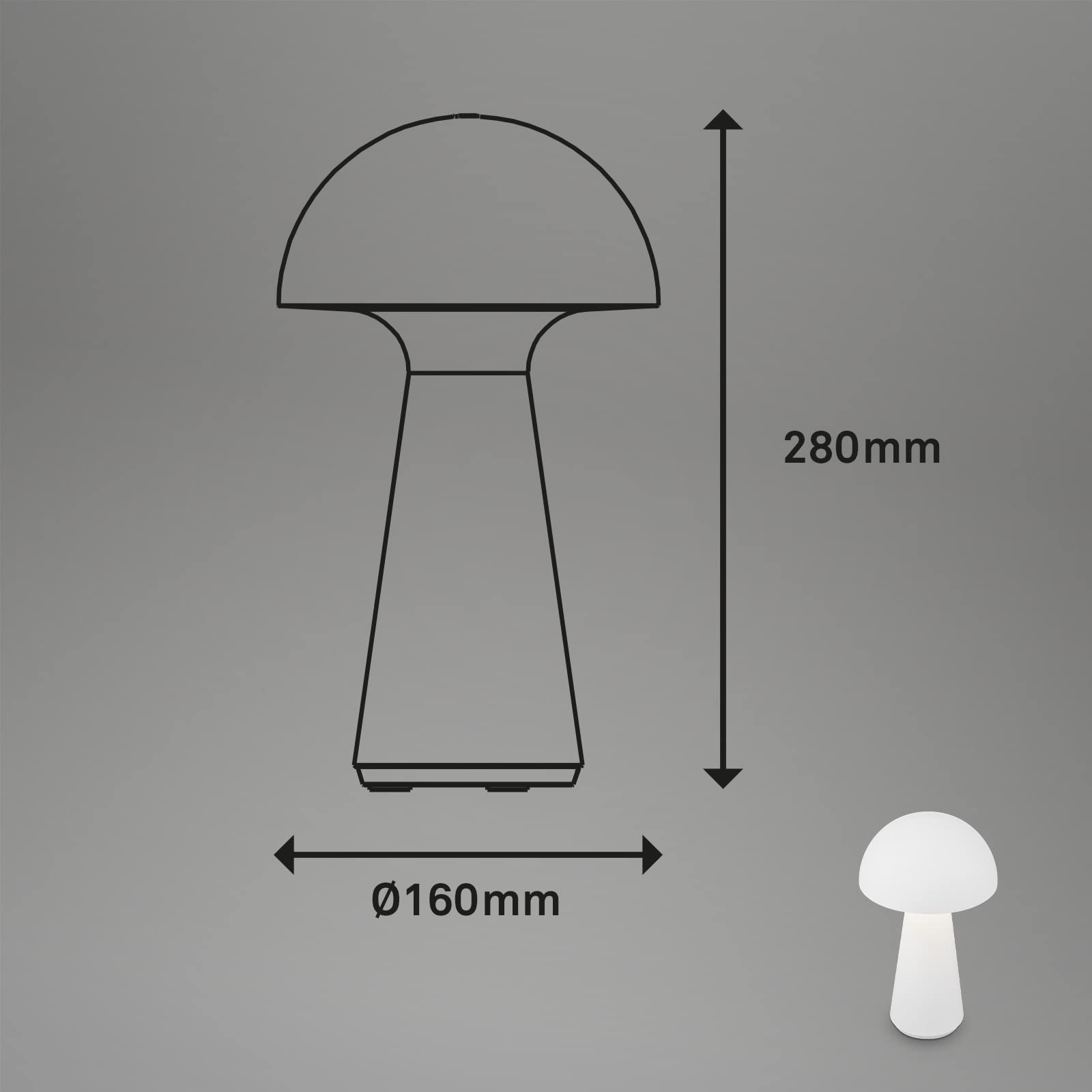 Briloner, LED Table Lamp, Rechargable Lamp, Night Light, Dimmable Mushroom Lamps, Touch Bedside Lamps, Desk Lamp, IP44 - Image 2