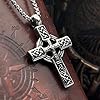 bahamut Mens Viking Odin Celtic Knot Cross Pendant Necklace Stainless Steel, Vintage Norse Amulet Jewelry Viking Gifts for Men (Silver Celtic Cross02) #2