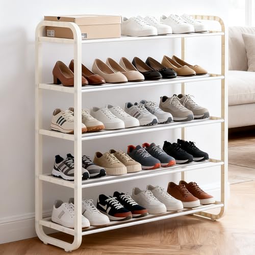 5-Tier Shoe Rack, Easy to Assemble Multi-Layer Shoe Storage Rack - Standalone Shoe Shelf for Rental Homes, Entryways, Hallways, Bedrooms, Bathrooms, Offices, Living Rooms, Shoe Rack Storage