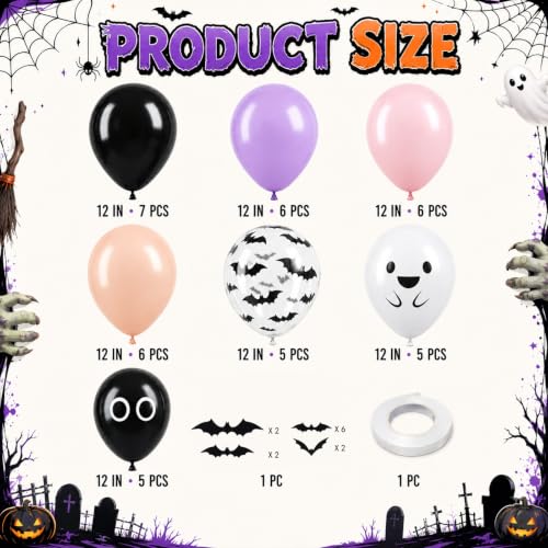 Image of Halloween Balloon Cute Ghost Pastel Pink Black Purple Orange Balloons