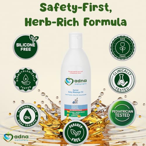 Image of Herbal Baby Massage Oil with Eladi Thailam, Olive Oil & Nalpamaradhi | Supports Stronger Bones & Muscles | Dermatologist & Pediatrician Approved | Clinically Tested (200ml)