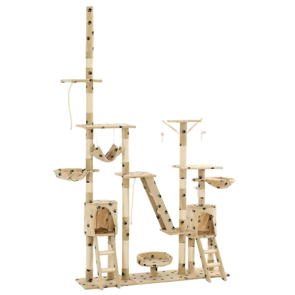Rascador para gatos de sisal, 230-250 cm de alto, con felpa y diseño de patas, muebles rascadores estables con columnas para rascar, hamaca, cueva y superficies de descanso para escalada