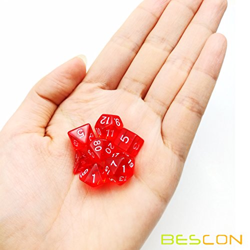 Bescon Mini Translucent Polyhedral RPG Dice Set 10MM, Small RPG Dice Set D4-D20 in Tube Packaging, Assorted Colored of 42pcs (7X6 - Thumbnail 4