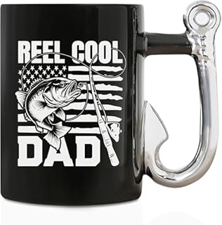 Onebttl Dad Coffee Mug with Fishhook Handle, Gifts for Dad on Birthday, Father's Day, 13.5oz - Cool Dad