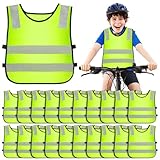 OGMBI 20 Stück Warnweste Kinder, Sicherheitsweste Kinder, Warnwesten Auto für Kinder, Reflektorweste Kinder, Reflektierende Hohe Sichtbarkeit für Den Schulweg, Radfahren, Straßenverkehr (3-12 Jahre)