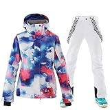 Material: Algodón YHWW Traje de esquí Winter Ski Suit Women Ski Jacket and Pants Snow Warm Waterproof Windproof Skiing Snowboarding Female Ski Suits,color9,L