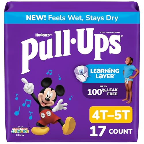 Pull-Ups Boys' Potty Training Pants, Size 4T-5T Training Underwear (38-50 lbs), 17 Count