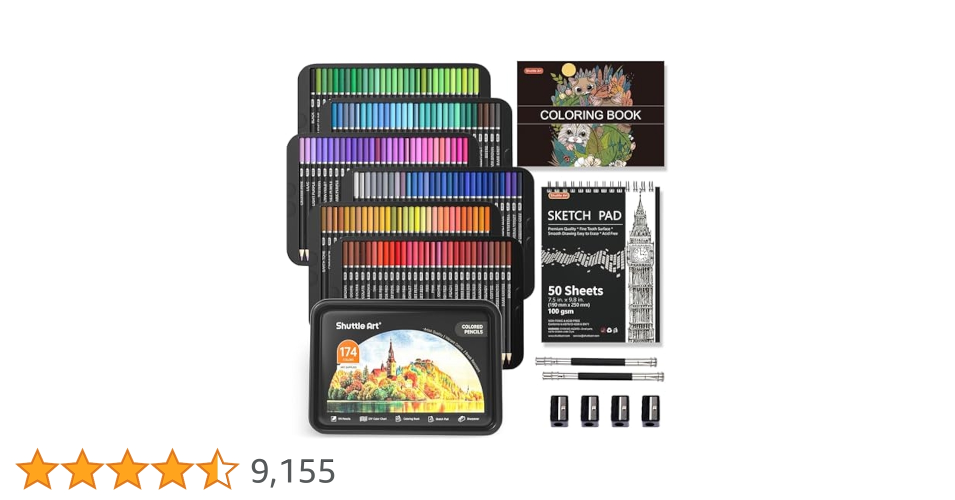 Amazon | Shuttle Art 色鉛筆 174色セット 油性色鉛筆 大人の