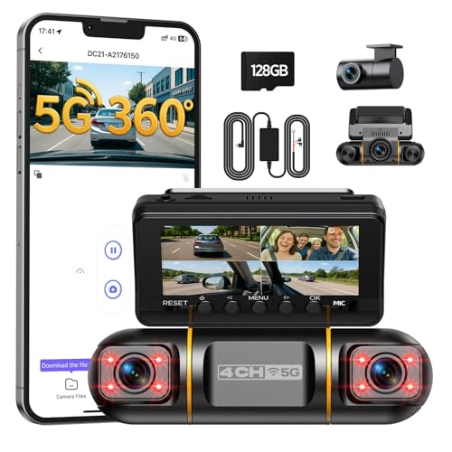 Volam 360° 4 Canali Dash Cam Auto, Schermo da 3,16"