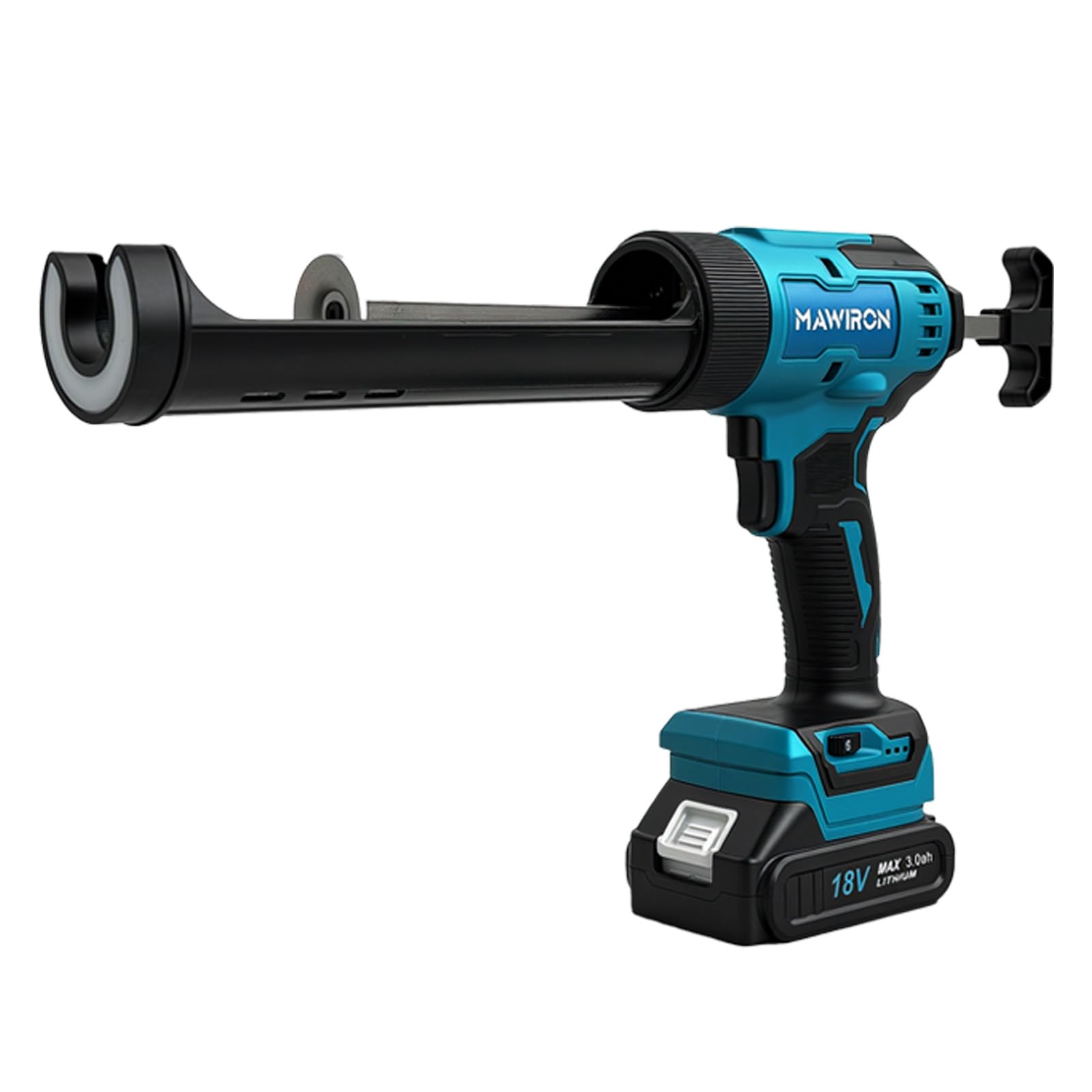 Pistola de cartuchos eléctrica con batería, 6 velocidades, iluminación LED, pistola de silicona, pistola de cartuchos, batería para cartuchos de 300 ml, para sellar, espátulas, a prueba de fugas (con