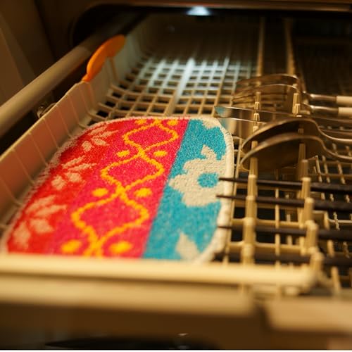 Image of Perfect Scrub, 3-Pack Reusable,Scouring Pad, Non-Scratching Dish Scrubber for Kitchen and Household Cleaning, Planet-Friendly, Dishwasher Safe Soft Scrub, Assorted Colors and Designs.