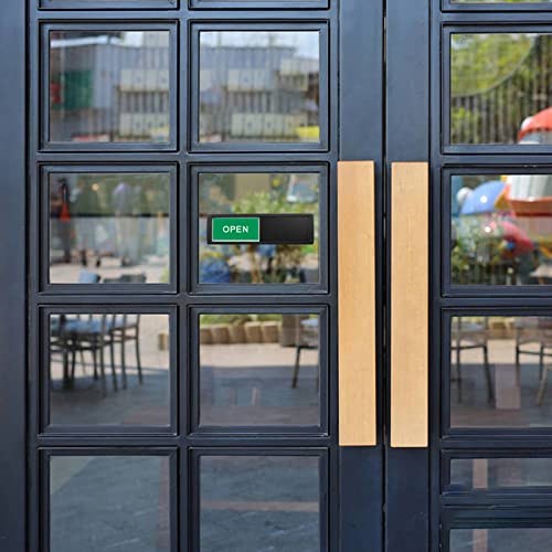 Image of Open Closed Sign, Open Signs Privacy Slide Door Sign Indicator for Business Storefront, Restroom, Office Door, Wall, Window, Restaurants, Retail Salon Shops (Black)