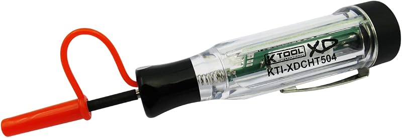 K Tool International XDCHT504 Probador de circuito inalámbrico Xtra Duty, herramienta de detección de voltaje CC, indicador de polaridad LED de doble color, alerta de pitido audible, batería de litio incorporada