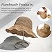 Womens Sun Hats Wide Brim Summer Beach Hat for Women Foldable Travel Fedora Handmade Crochet Straw Hat Packable UPF50+, Khaki