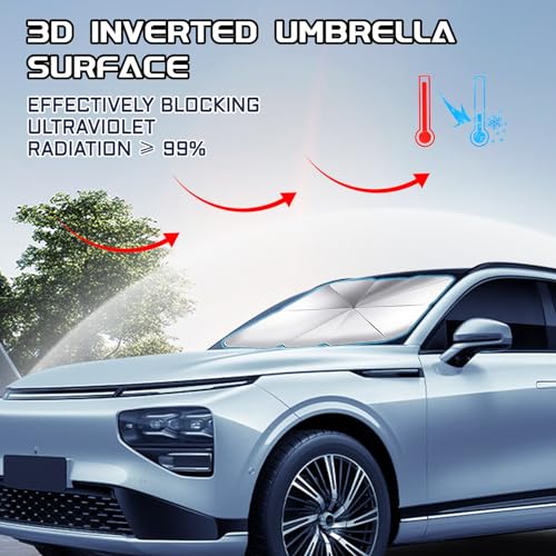 QBOONPT 2024 New Upgrade Car Front Windshield Sun Shade Umbrella, 5 Layers Nano Coating Opening Design Foldable Car Sunshade, Summer Essential Auto Interior Sun Protection Accessories