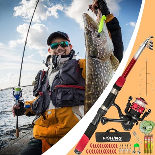 Caña de pescar y molino portátiles con bolsa de aparejos de pesca 3