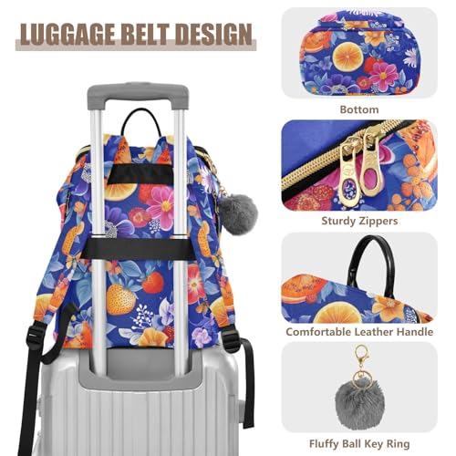 KLL Fresh Salmonberry Fruit Royal Blue Women Backpack Anti-theft Fashion Shopping Travel Daypack for Gym Shopping Travel4