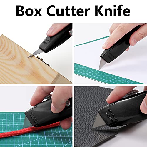 Image of DIYSELF 4 Pack Box Cutters Retractable Utility Knife, Black