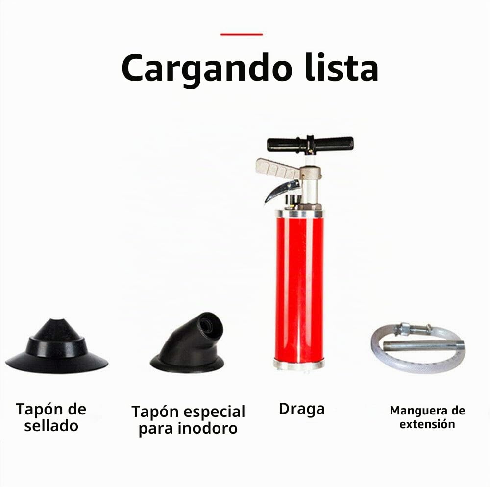 Desatascador de desagüe bomba de aire multifuncional bomba de limpieza pistón de desagüe, bomba de limpieza para diámetro de tubo 30 - 130 mm