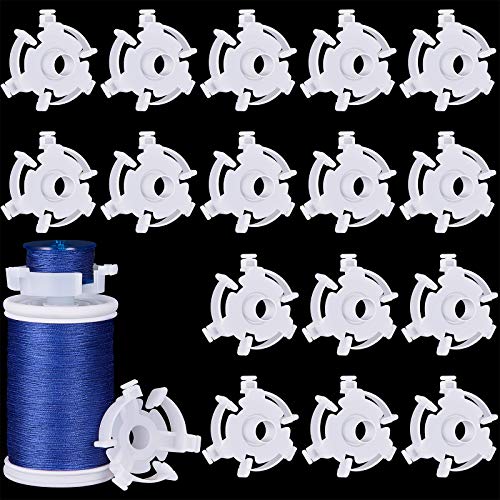 Image of WILLBOND 50 Pieces Bobbin Holder Sewing Clips Tool for Spools of Thread | Bobbin Small Clips Accessory, Keep Thread Tidy on Bobbins and Spools, Clear Clips for Sewing Supplies, Prevent Unwinding