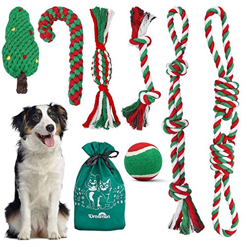 Dreamon voor hond, puppy kauwspeelgoed onverwoestbare touw bal zachte tandjes huisdier speelgoed set Xmas cadeau voor grote kleine hond