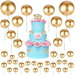 WXJ13 40 Pieces Balls Cake Topper, Mini Cake Topper Foam Ball Cake Picks, Pearl Balls Cake Topper Baking Decoration Supplies for Birthday Anniversary Party Wedding Cake Decoration