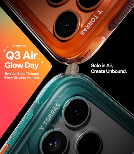 Image of TORRAS Ostand Q3 Air Original for iPhone 17 Pro Max Case, 360 Magnetic Stand, MagSafe Compatible, Mil-Grade Drop Tested, Camera Control Button, Shockproof for 17 Pro Max Cover, Horizon Orange
