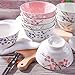 Whitenesser Japanese Rice Bowl Set of 4 Asian Style Hand-painted Floral Plum Ceramic Bowls For Dessert Snack Cereal Soup Sushi Sauce