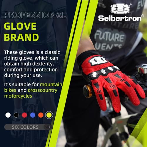 Image of Seibertron Dirtpaw Unisex BMX MX ATV MTB Racing Mountain Bike Bicycle Cycling Off-Road /Dirt Bike Gloves Road Racing Motorcycle Motocross Sports Gloves Touch Recognition Full Finger Glove Red XL