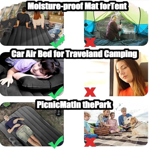 Image of Antson Premium Car Inflatable Bed with Pump & 2 Air Pillow | Quick Inflatable Back Seat Bed | Car Inflatable Mattres | Car Bed Mattress | Car Bed for Kids,Travel,Trip,Camping,Picnic, Beach (Grey)