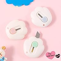 Vista 6 de Mini caja retráctil para cuchillos utilitarios, cortador de letras, cuchillos de bolsillo, coloridos mini diapositivas abiertas para letras pequeñas