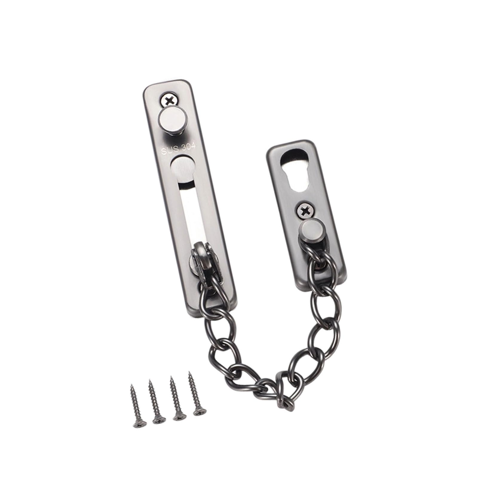 Tsophreniq Grey Stainless Steel Anti-Theft Chain Security Door Chain None Drill Security Door Attachment For Home And Offices Sliding