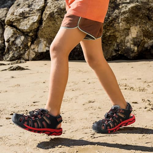 Image of DREAM PAIRS Boys Girls Summer Outdoor Athletic Sport Sandals Walking Water Hiking Hook and Loop Adjustable Multicolor for Toddler /Little /Big Kids