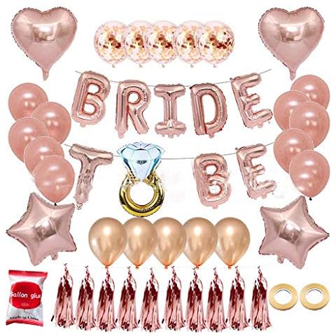 Blingsoul Rose Gold Bride To Be Foil Balloons - Rose Gold Engagement Ring Hen Bachelorette Party Supplies Bridal Shower Kit for Wedding Anniversary Decorations | [J100009] Bride To Be Cover