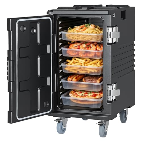 Image of VEVOR Insulated Food Pan Carrier, 127 Qt Non-Electrical Food Warmer, with Swivel Wheel & 304 Stainless Steel Latch, LLDPE Stackable Hot Box, for Various Pan Sizes(NOT Included), Fit Catering BBQ Event